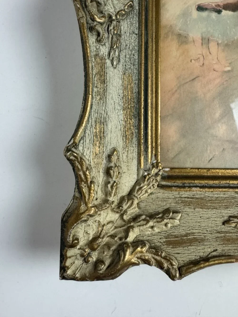 Vintage Ballerina Print Impressionist Ballet Dancer Ornate Distressed Frame